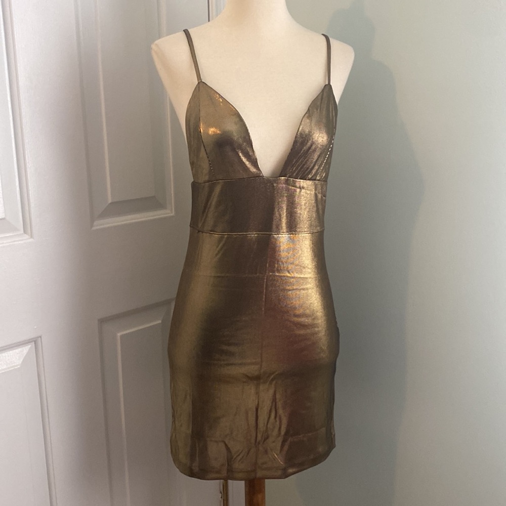 NWT Free People Look Good Mini in gold